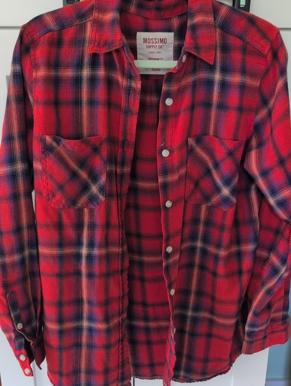 Mossimo Supply Co. Red Plaid Flannel Button-Down Shirt